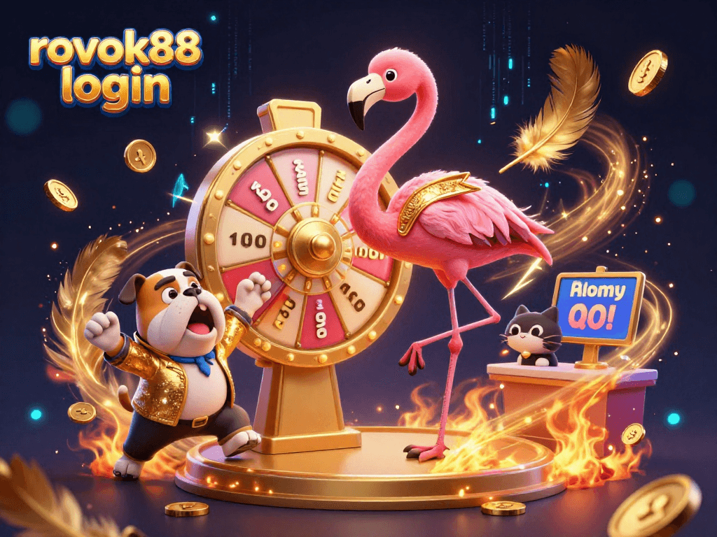 Spin to win with rokok88 login at our exciting casino, featuring vibrant characters and prizes.