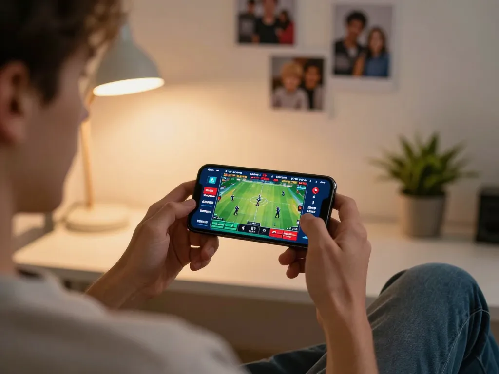 Experience thrilling sports betting with 78win's smartphone app in a cozy home setting