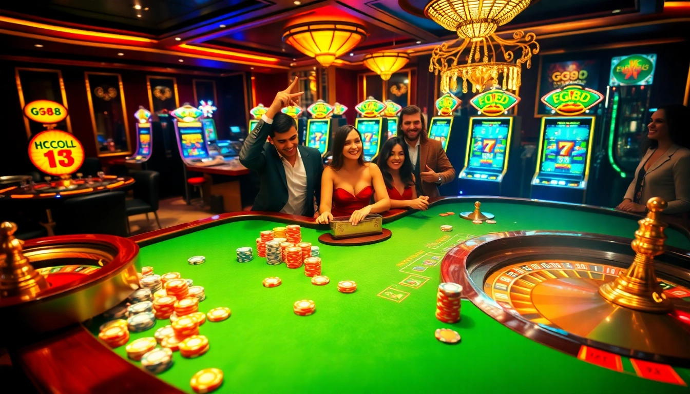 Engage with the excitement of gambling at https://gg88.media/ with friends at a vibrant casino scene.