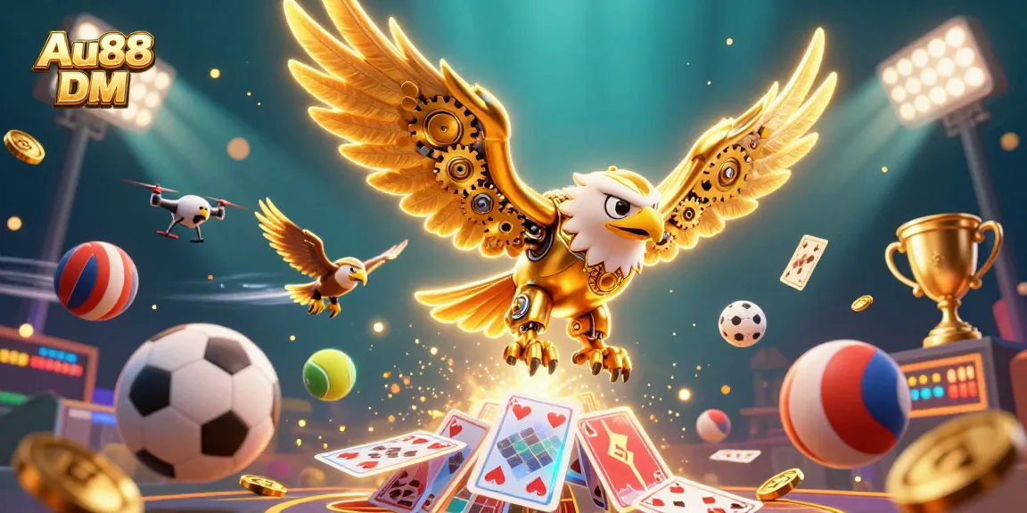 Engage in exciting gameplay at Au88 DM with vibrant 3D illustrations of casino action.