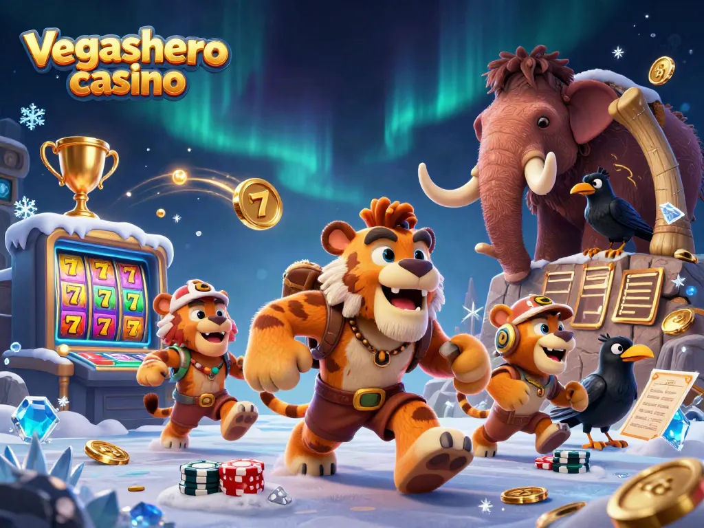 Win big at vegashero casino with dynamic gaming scenes featuring slots and prizes.