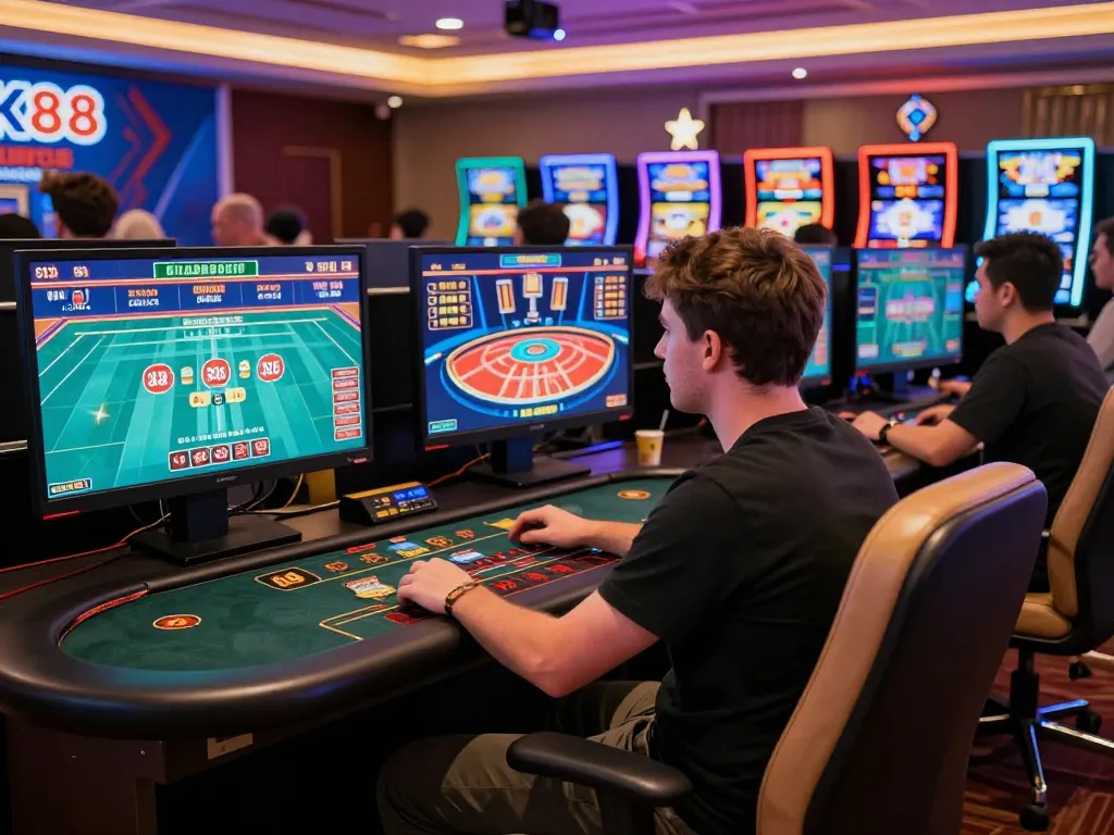 Player engaging in live dealer games on UK88 for strategic online gambling experience.
