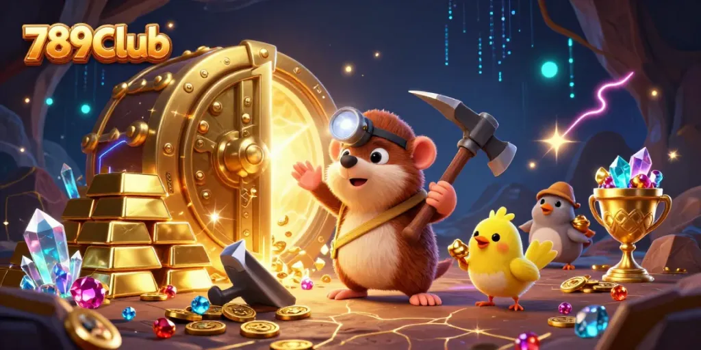 Join the 789CLub adventure as the treasure hunter mole uncovers riches in a vibrant, colorful scene!