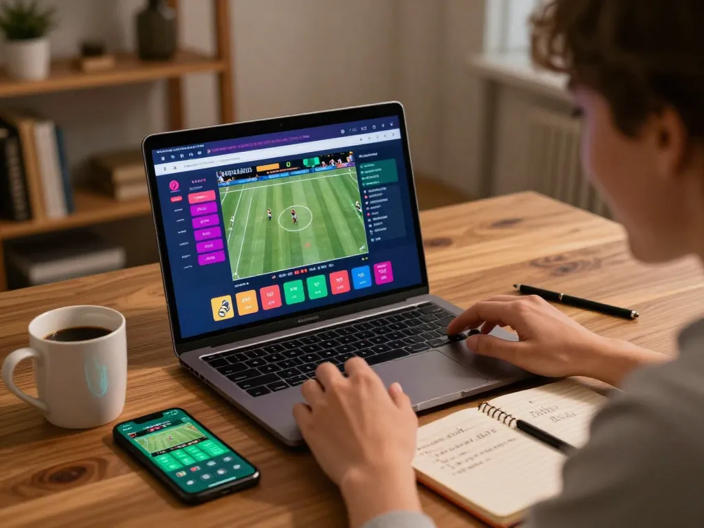 Engaged user betting on nhà cái sin88 with a sports app during a cozy home session.