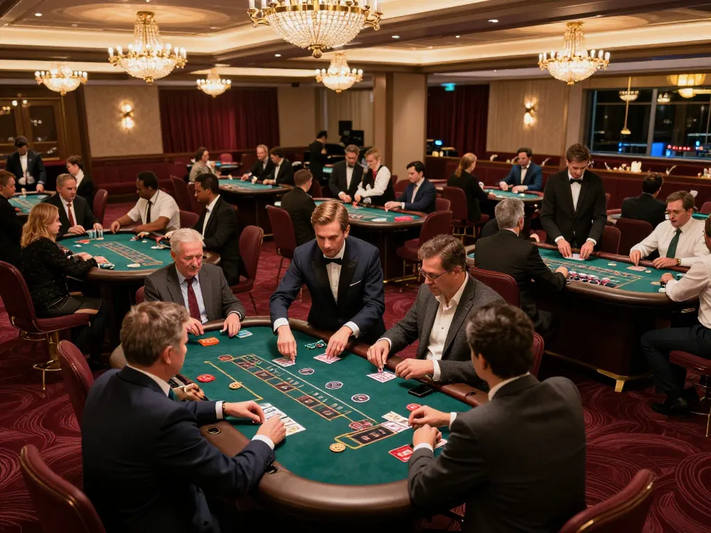 Players at VK88 blackjack tables enjoying thrilling gameplay under warm lighting