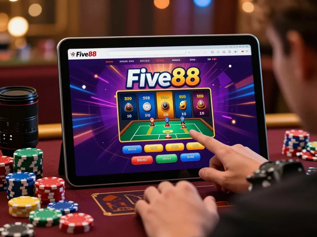 Five88 online gambling platform showing a user engaged in interactive gaming.