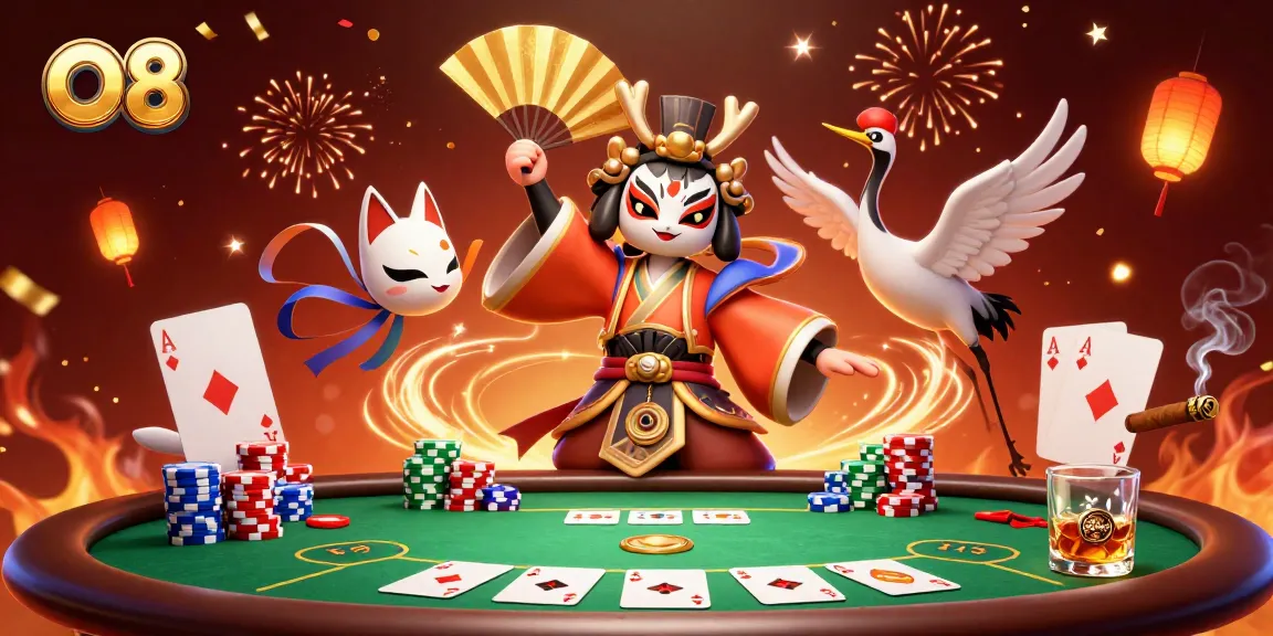 Experience the magic of O8's casino with a vibrant poker scene filled with action and excitement.