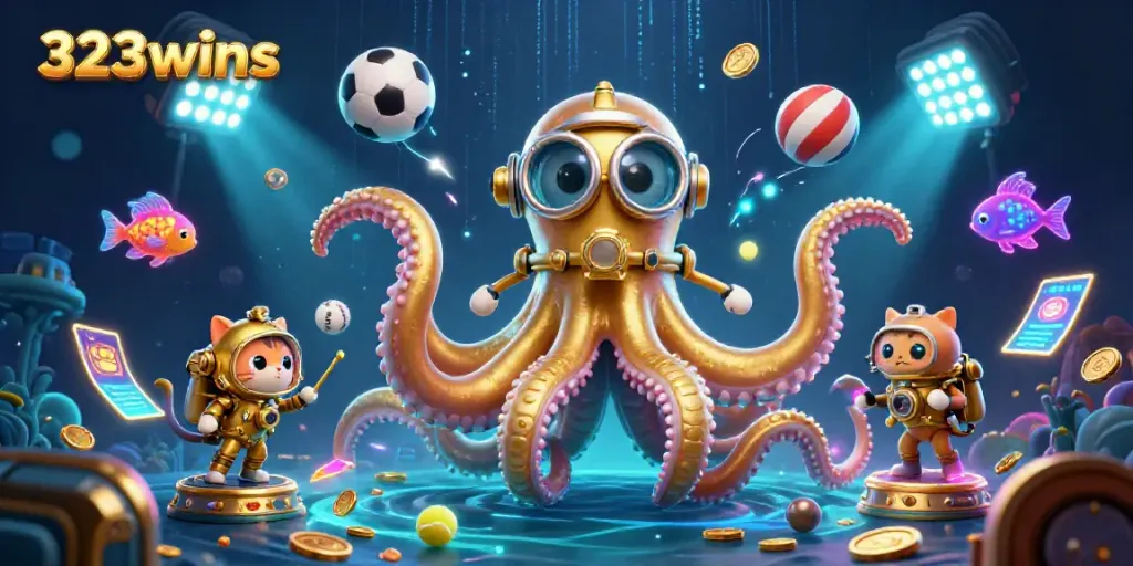 Explore dynamic betting action at 323wins with a colossal kraken and deep-sea elements.