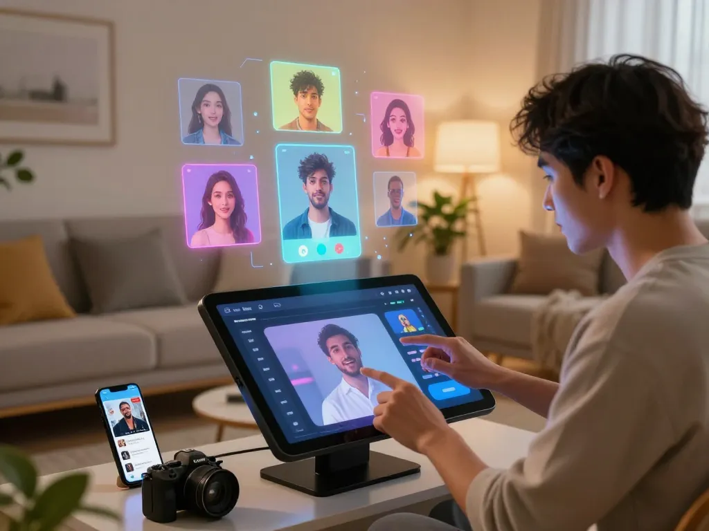 Engaging user interaction with NSFW AI characters on a touchscreen interface showcasing ai nsfw experiences in a modern setting.