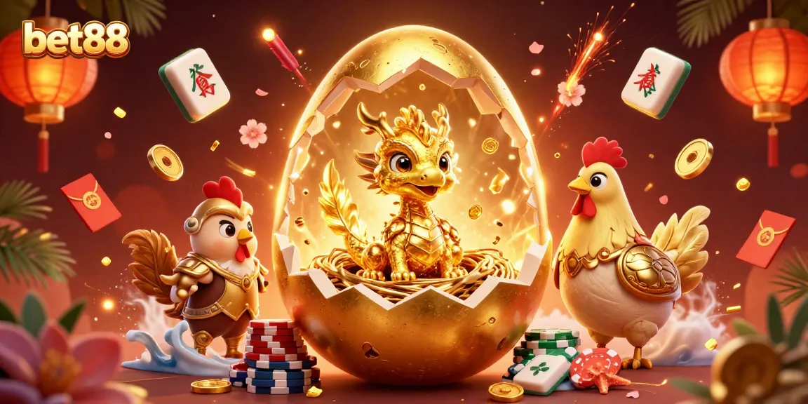 Experience the thrill of betting at bet88 with vibrant casino elements and a majestic golden dragon!