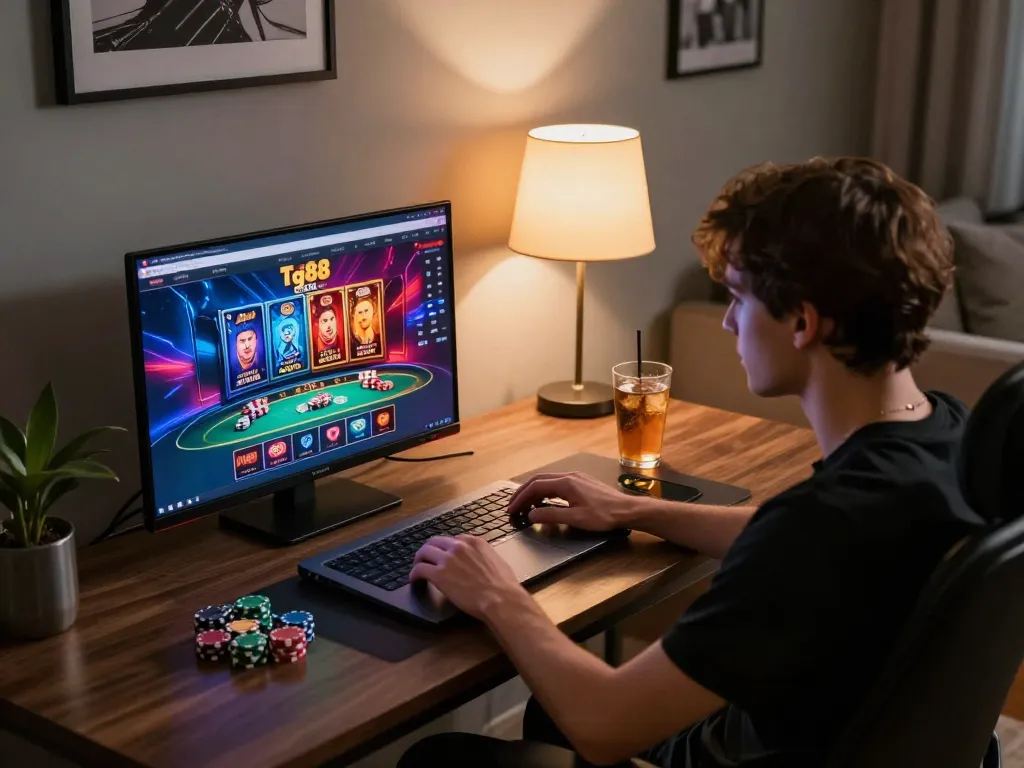 Engaging online gaming experience with tg88 com interface displayed on a laptop.