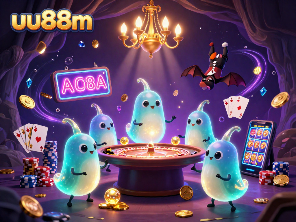 uu88m glowworms illuminate a vibrant casino, showcasing dazzling games and rich colors