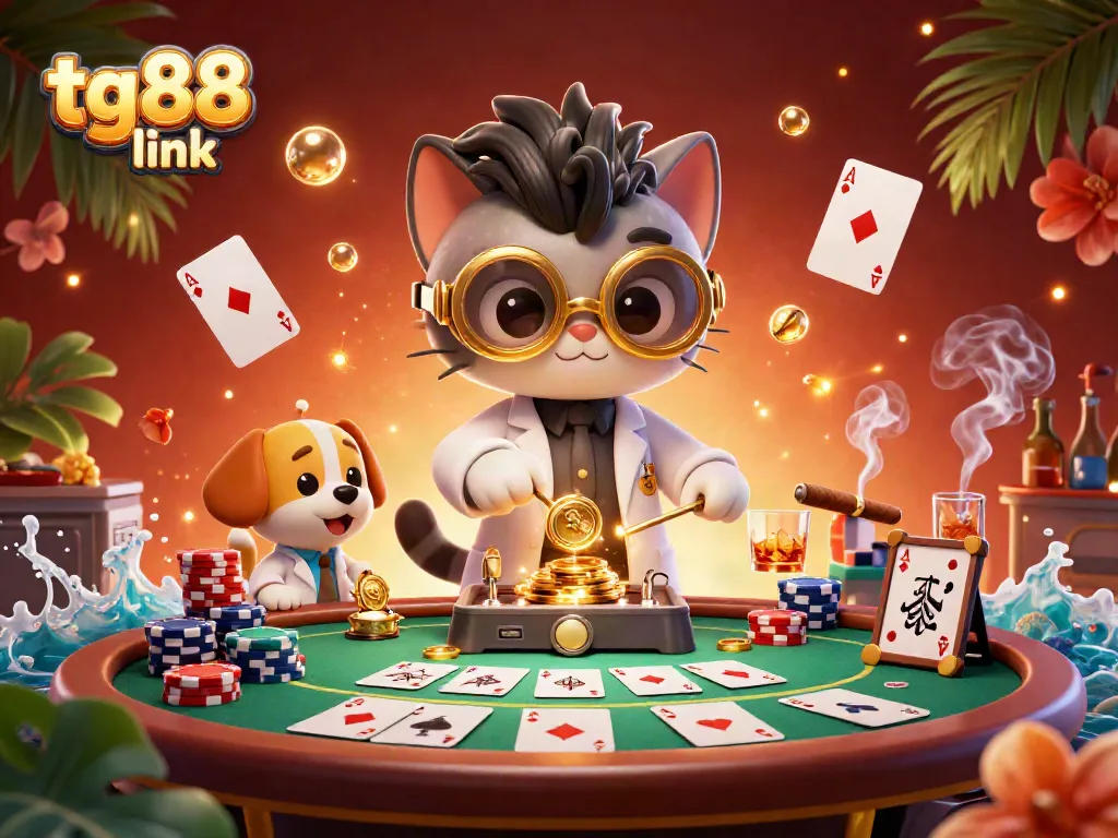 Engage with the tg88 link experience in this vibrant 3D scene full of casino action and excitement.