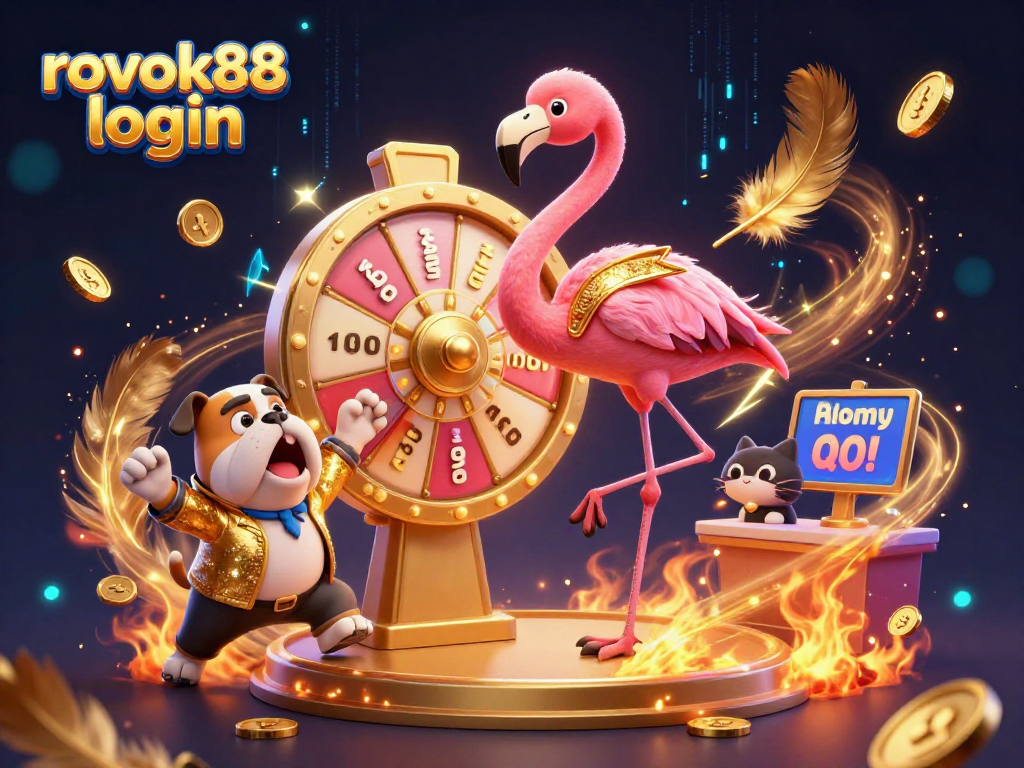 Spin to win with rokok88 login at our exciting casino, featuring vibrant characters and prizes.