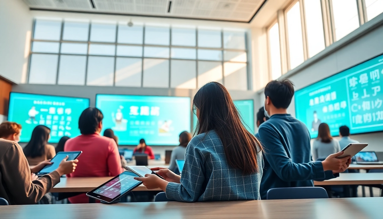 Engaging digital learning scene showcasing 有道 language education tools