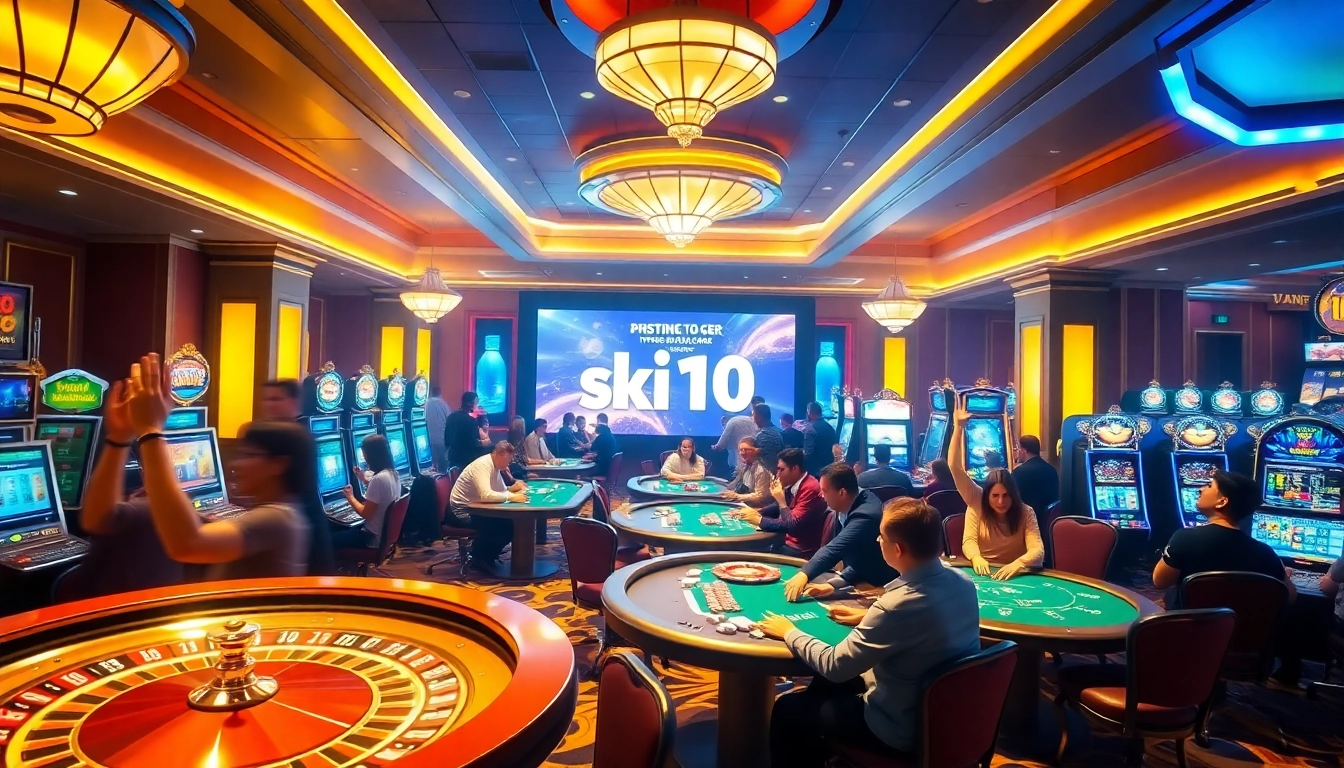 Experience the excitement of betting and winning at https://ski10.org/ with vibrant casino scenes featuring slots and poker.