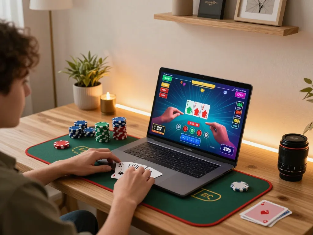 Experience thrilling online gaming with 92slot as players engage in live blackjack from home.
