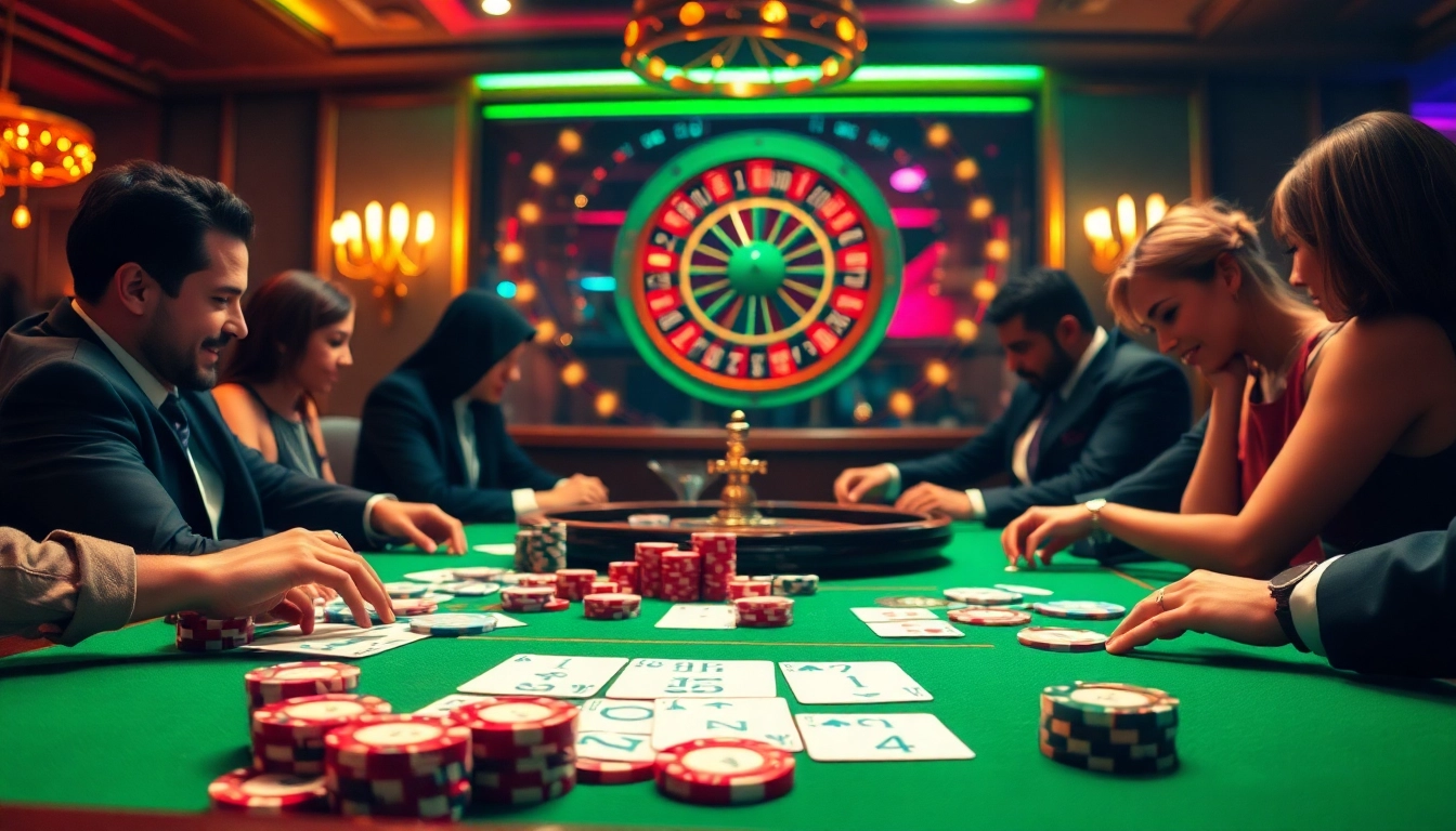 Exciting gameplay at 777X nhà cái, featuring vibrant casino table action with roulette and poker chips.