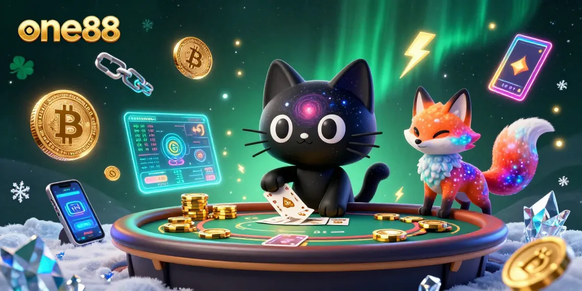 Experience thrilling gameplay at one88 with vibrant 3D digital art depicting cosmic casino elements and characters.