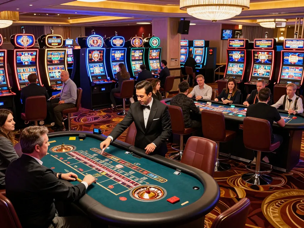Players engaging in exciting games at CO88 casino, showcasing vibrant roulette and slot machines.