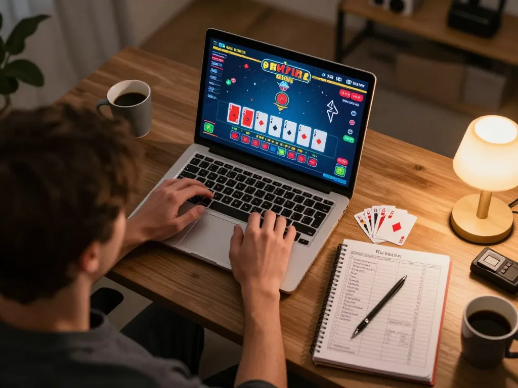 Engaging online gaming scene featuring a player focused on 3BET live dealer blackjack setup.