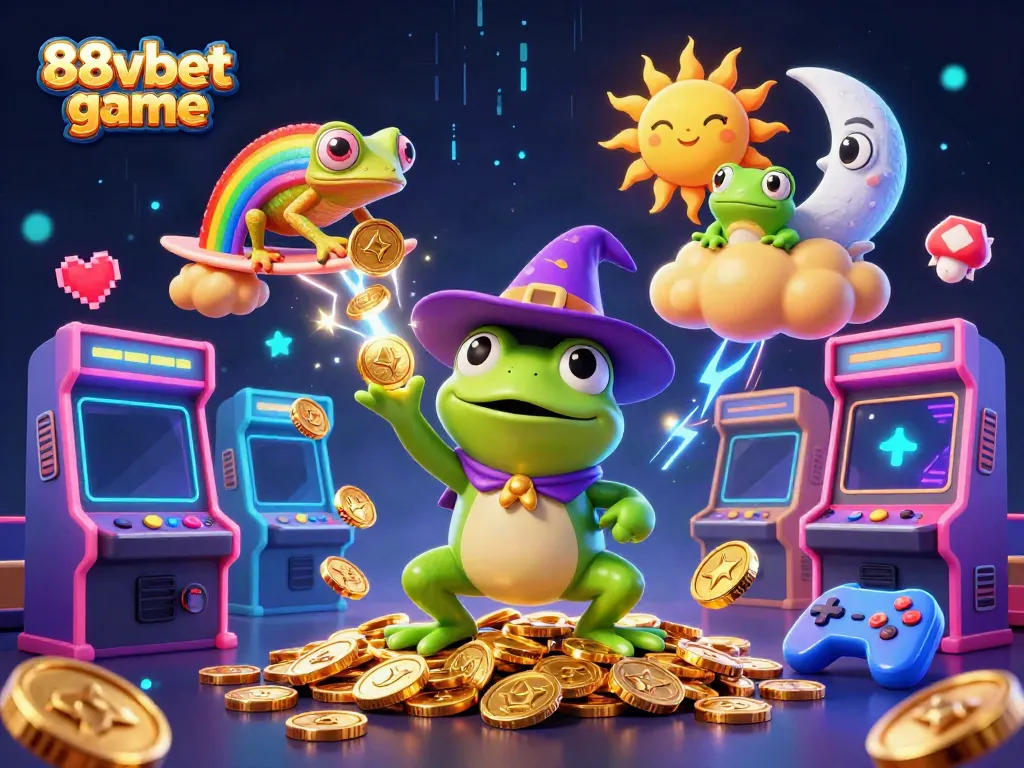 Experience the excitement of the 88vbet game with dynamic characters and vibrant casino elements in a colorful storm.
