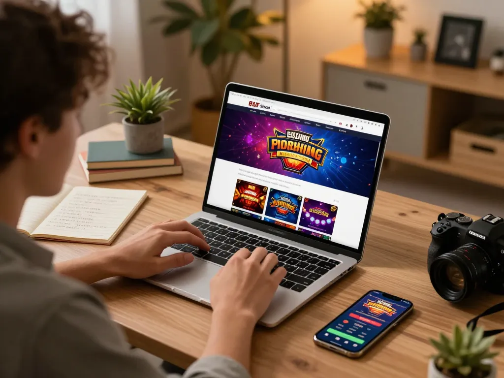 Playing online casino games at mm88.it.com with engaging setup and warm ambiance.