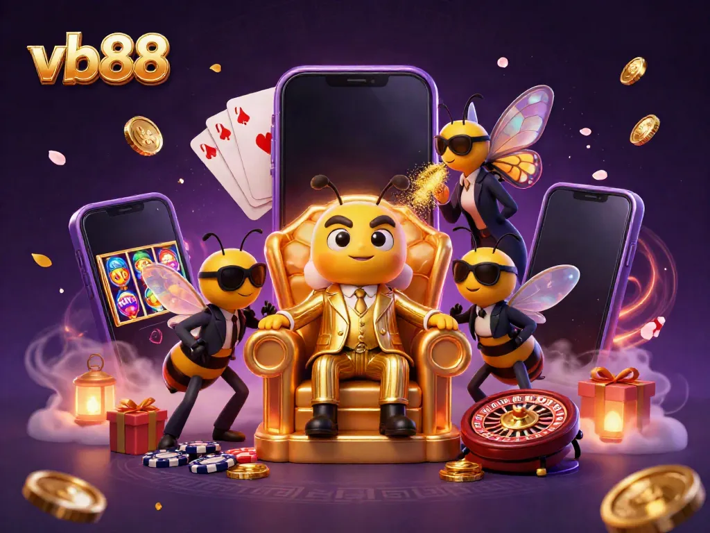 Engage in thrilling slots with vb88 in a vibrant, colorful casino scene full of excitement.
