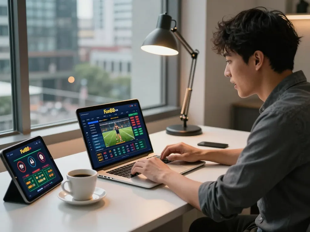 Betting on Fun88 com sports interface with dynamic odds in modern workspace.