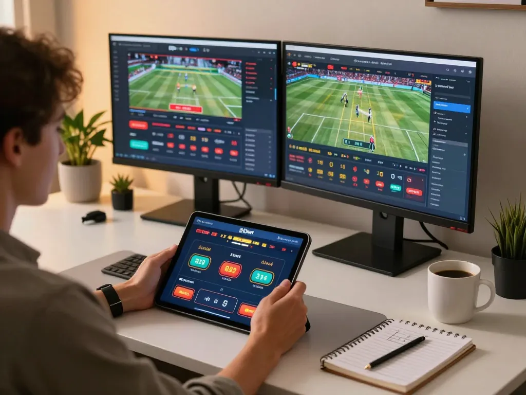 Engaging in online betting with 88 bet on a tablet while enjoying a cozy gaming setup.