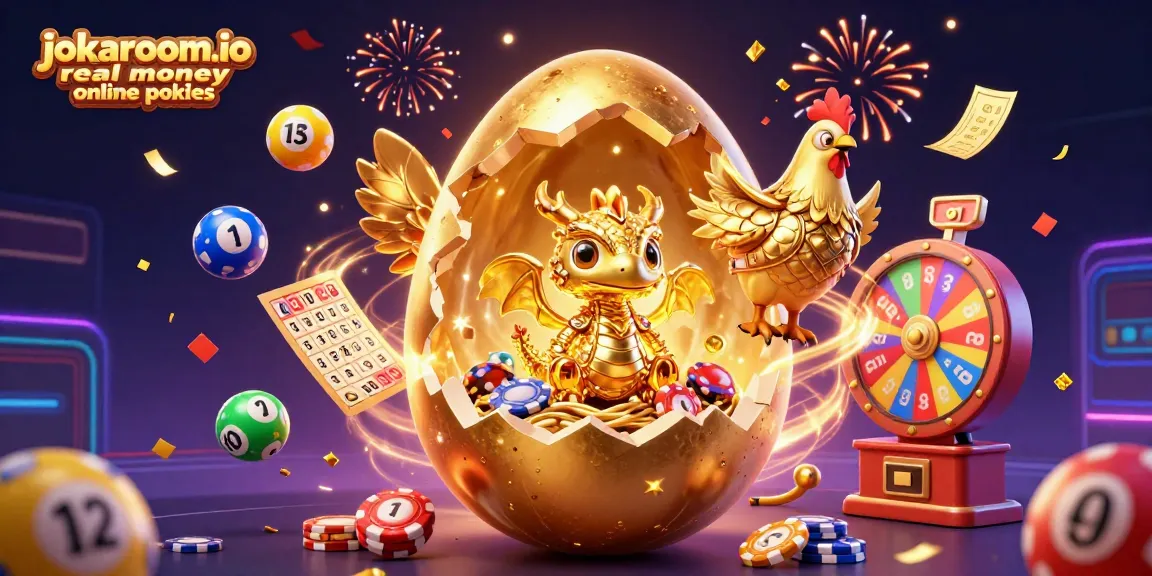 Experience the thrill of jokaroom.io real money online pokies with a golden dragon and vibrant casino elements.