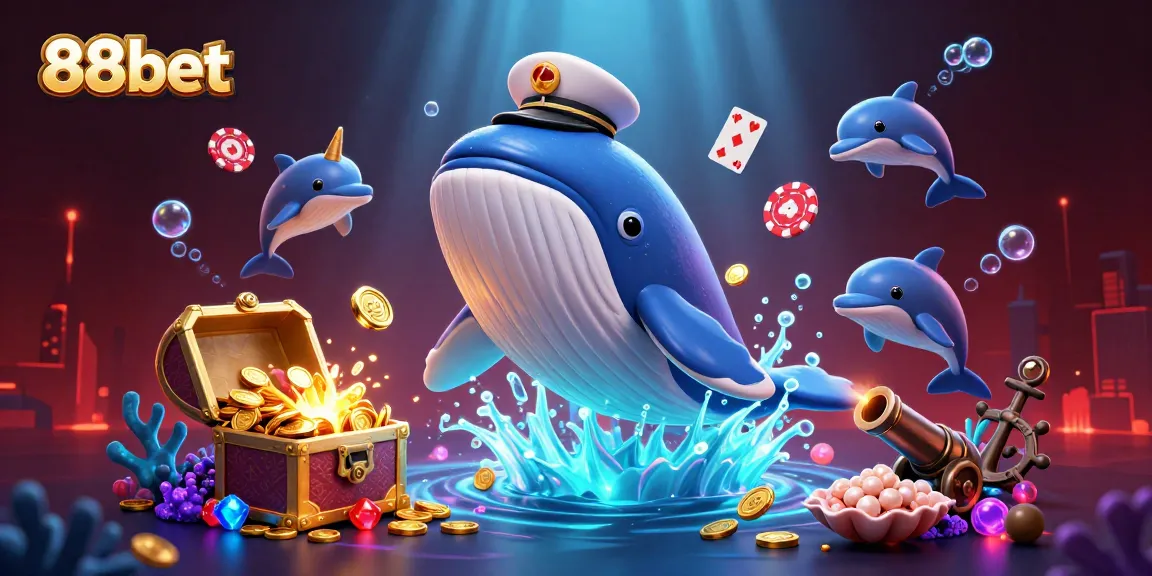 Experience thrilling bets at 88bet with a vibrant underwater casino adventure featuring playful dolphins.