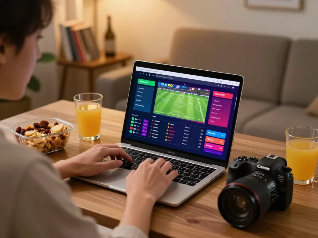 Engaged user strategizing sports bets on ta88pro.com from a cozy home office setting.