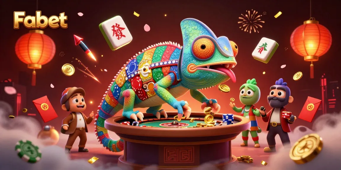 Fabet players engage in thrilling gaming action surrounded by vibrant illustrations of poker, coins, and festive elements.