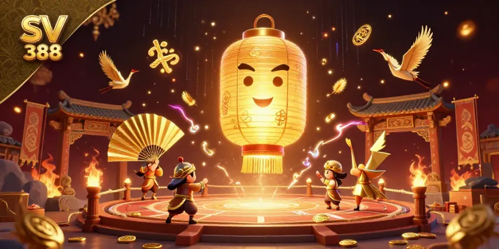Engage in thrilling gaming at SV 388’s vibrant night market casino with golden lantern spirit and dynamic elements.