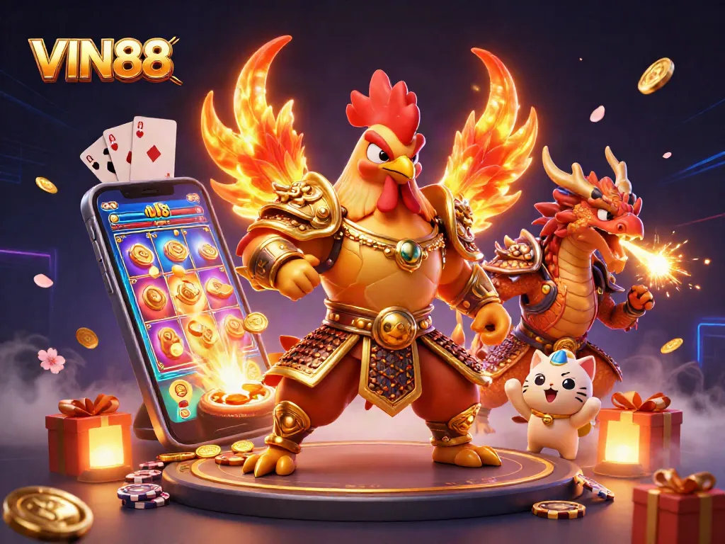 Experience the excitement of VIN88 with vibrant characters and thrilling game elements.