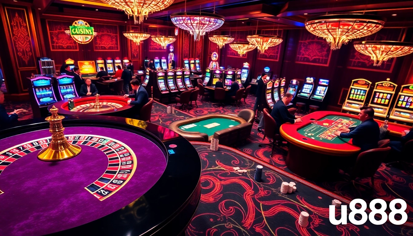 u888 casino players enjoy an exciting game of roulette and poker in a luxurious setting