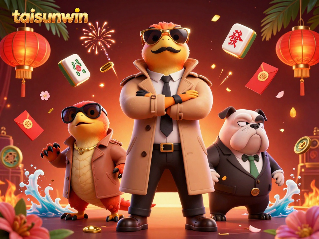 Taisunwin raptors impersonating a tall player at a VIP casino with festive gaming elements.