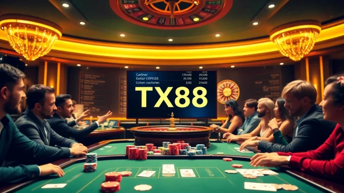 Experience the thrill of gambling at TX88 with vibrant poker tables and exciting gameplay.