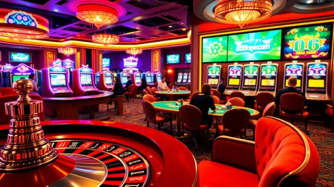 Experience the thrill of gaming at 888new com with vibrant poker tables and exciting slot machines.
