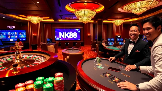 Experience the excitement of NK88 at a luxurious casino table.